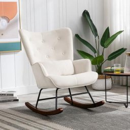 Youthup - Fauteuil à Bascule Médiéval Fauteuil en Velours Moderne Cadre en Métal Chaise Berçante