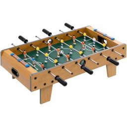 Table baby-foot enfant à partir de 6 ans 2 ballons 18 joueurs mdf vert aspect bois - Marron