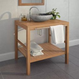 Meuble-lavabo de salle de bains Teck massif 74x45x75 cm,design élégant,pour toilette