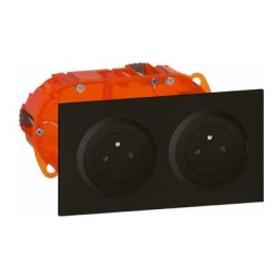 Legrand - Kit Double prise 2P+T Affleurante Dooxie 16A précâblées - Noir