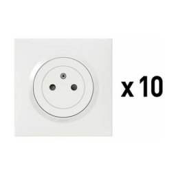 Legrand - lot de 10 prises 2 pôles + terre blanc complet 'dooxie