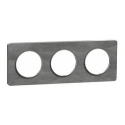 Plaque Odace Touch - Pierre ardoise avec liseré aluminium - Triple horizontale / verticale 71mm
