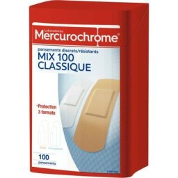 Boîte de 100 pansements multi-usage 1er secours Mercurochrome