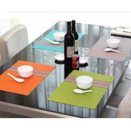 Sets de table set de 6 sets de table rayures colorées lavables pvc anti-salissures anti-abrasion