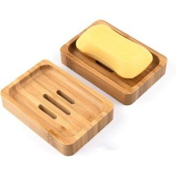 2Pcs Bambou Naturel en Bois Porte Savons Boîte à Savon pour Salle de Bains Douche Porte-savons