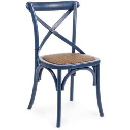 Chaise en bois d'orme et rotin bleu Cross - Lot de 2