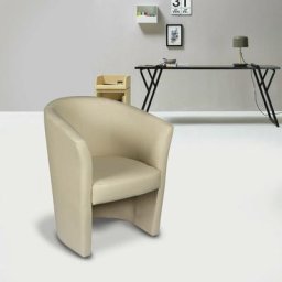 Dmora Fauteuil avec revêtement en éco-cuir, couleur beige, Dimensions 65 x 78 x 60 cm