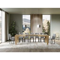 Table extensible 6 à 12 personnes chêne naturel Kristo l 180 à 284 cm