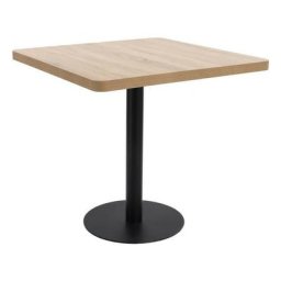 Table de bar carrée bois clair et pied métal noir Kalas 80 cm