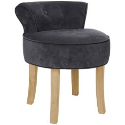 Tabouret avec mini dossier - l 46 x l 49 x h 58 cm - Velours - Gris - Livraison gratuite - Gris