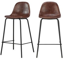 Chaise de bar mi-hauteur 65 cm en cuir synthétique (lot de 2) - Henrik - Marron
