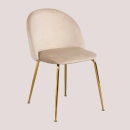 Lot de 4 Chaises en Velours Kana Design Sklum Brun Blé Doré - Doré Brun Blé