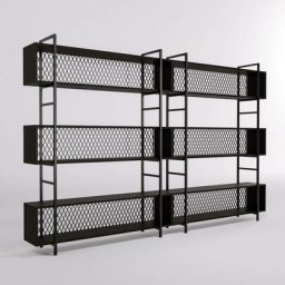 Cotecosy - tagère bibliothèque style industriel Mobilis L280cm Métal et Bois Noir - Noir
