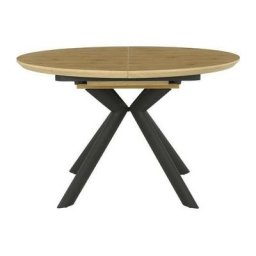 Table extensible CESAME - Ronde - Pieds métal - Décor chene - L 120/160 x P 75 x H 69 cm