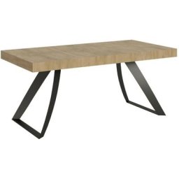 Table extensible design 8 à 20 personnes bois clair et pieds métal incurvés anthracite l 180 à 440