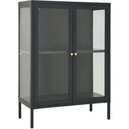 Buffet Anthracite 75x35x105 cm Acier et verre