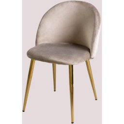 Chaise de salle à manger en velours Kana Sklum Brun Blé Doré - Doré Brun Blé