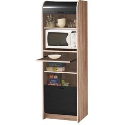 Grand meuble colonne de cuisine micro onde bois clair et noir Nantes