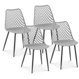 Royal Catering - Lot de 4 chaises en plastique Chaise visiteur Pieds en acier 150 kg Gris Pâle