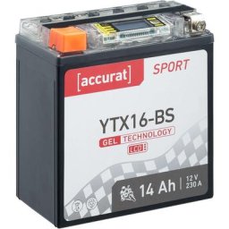 Batterie moto YTX16-BS 14Ah Gel Accurat 12V 230 a 150 x 87 x 161 mm Quad