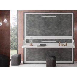 Lit superposé escamotable avec bureau Melina 90x190 cm - Matelas 2 matelas 90x190cm - Façade