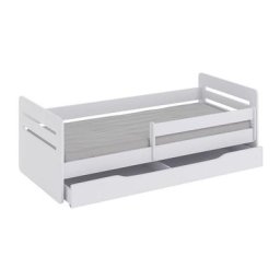 Lit enfant avec barrière de sécurité amovible blanc Moly - Matelas Matelas mousse - Tiroirs Sans