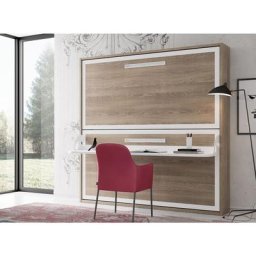 Lit superposé escamotable avec bureau Melina 90x180 cm - Matelas 2 matelas 90x180cm - Coffrage