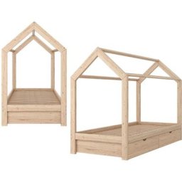 Lit cabane ""Wiki 90x200cm Nature avec 2 tiroirs Vitalispa