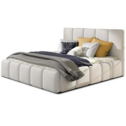 Lit coffre 180x200 cm capitonné simili cuir blanc Vika