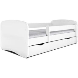 Lit enfant blanc avec sommiers et barrière de sécurité amovible Drimy - Matelas Sans matelas