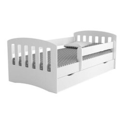 Lit enfant avec barrière de sécurité amovible blanc Klaky - Matelas Sans matelas - Couchage 80x140