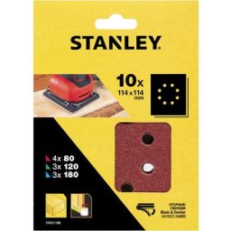 Stanley - Bandes Abrasives Poncese Orbitale STA31108-XJ 114x114mm Assorti 10 Pcs