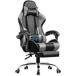 Gtplayer - Chaise Gaming de Massage avec Repose-Pieds et Accoudoirs Synchronisés Fauteuil Gamer