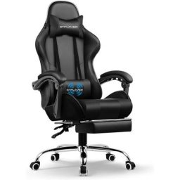 Gtplayer - Chaise Gaming de Massage avec Repose-Pieds et Accoudoirs Synchronisés Fauteuil Gamer