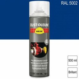 Peinture de finition industrielle aérosol Hard Hat ral 5002 Bleu outremer brillant 500ml Rust-oleum