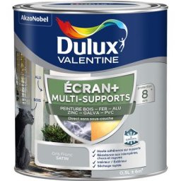 Ecran+ multi-supports exterieure - Peinture en Phase Aqueuse Éxtérieur - Satin Gris Franc 0,5 l