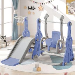 LBF - Aire de jeux 4 en 1 - Convient pour l'intérieur et l'extérieur - avec balançoire, panier de