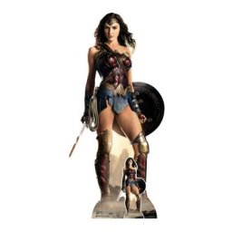Figurine en carton taille réelle Wonder Woman en armure avec son bouclier (film WW84) - h 187 cm