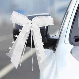 30 Pièces Noeud Voiture Mariage Blanc Décoration de Voiture de Mariage De Mariage Nœuds pour Satin