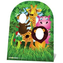 Figurine en carton passe-tête enfants Dessin les animaux de la jungle h 120CM