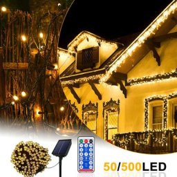 AUFUN Guirlandes lumineuses solaires avec 8 Modes d'éclairage 50M 500 LED Blanc