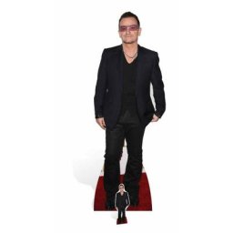 Figurine en carton taille réelle U2 Bono veste noire et lunettes roses 167cm