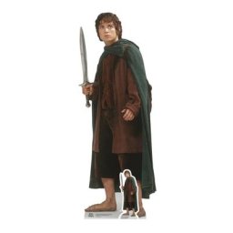 Figurine en carton - Frodon vêtu de marron et d'une cape verte - Le Seigneur des Anneaux - Hauteur