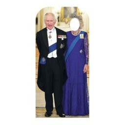 Figurine en carton Passe-Tête taille réelle - Roi Charles iii et Reine consort Camilla Parker