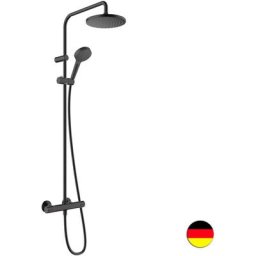 Hansgrohe - Colonne de douche thermostatique Vernis Blend 200 EcoSmart noir mat + tablette d angle
