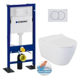 Pack Autoportant Bati-support Duofix + wc sans bride Livea Bello + Abattant softclose + Plaque