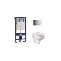 Pack WC Geberit UP320 + Cuvette GROHE sans bride Bau Ceramic + plaque sigma CHR brillante