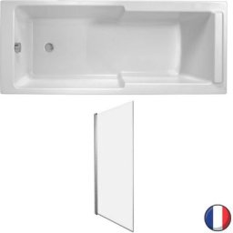 Pack baignoire droite 180 X 80 JACOB DELAFON Corvette + pare bain chromé