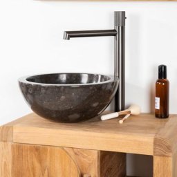 Vasque ronde Barcelone à poser en marbre de couleur noir - diamètre 30 cm - Noir