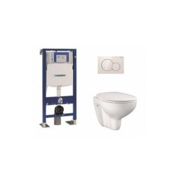 Geberit - Pack wc UP320 + Cuvette grohe sans bride Bau Ceramic + plaque sigma blanche